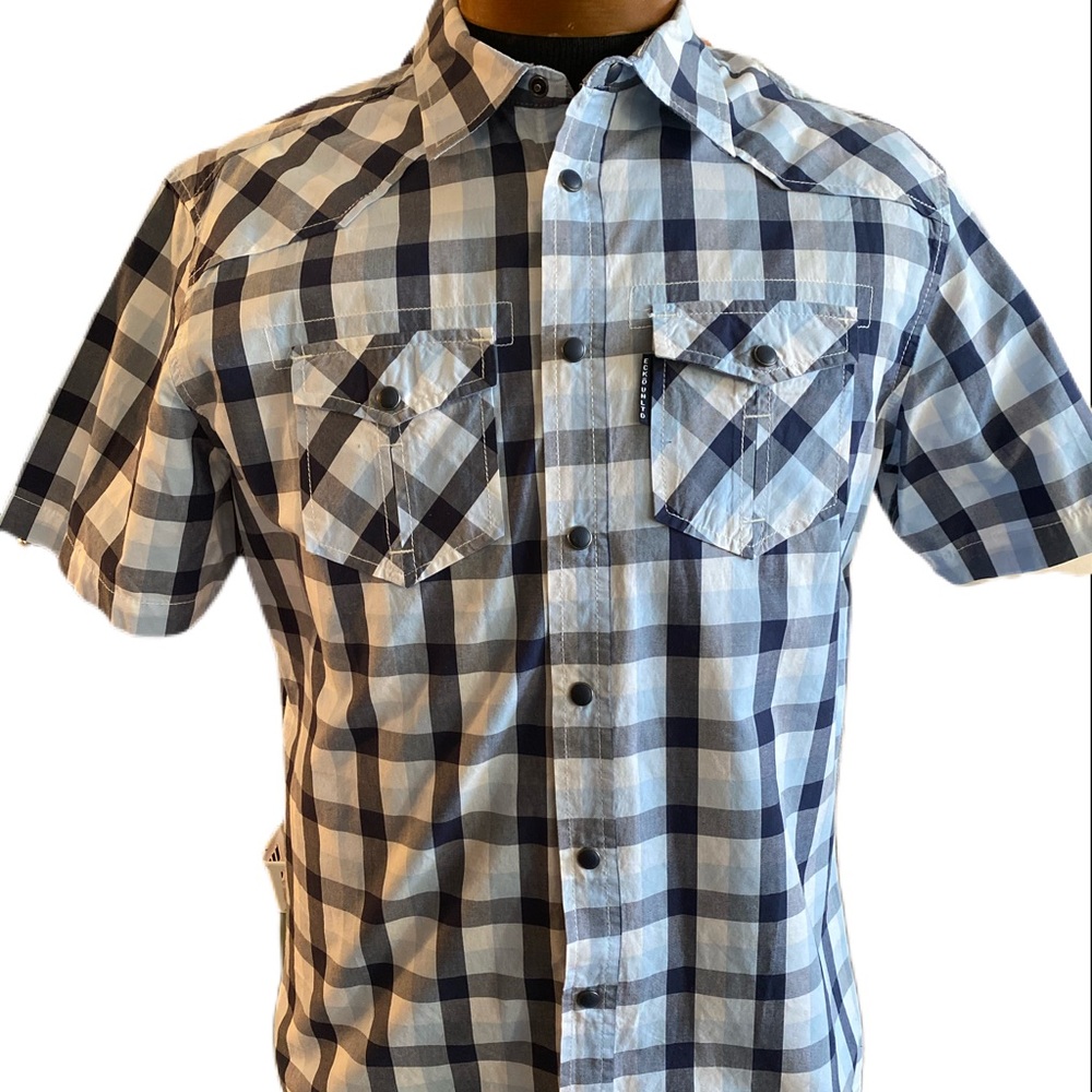 Ecko Unltd Shirt Pearl Snap SS Dbl Pocket Large